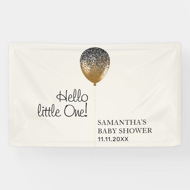 Gold Balloon Baby Shower Hello Party Banner