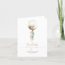 Gold Balloon Baby Shower Thank You Card