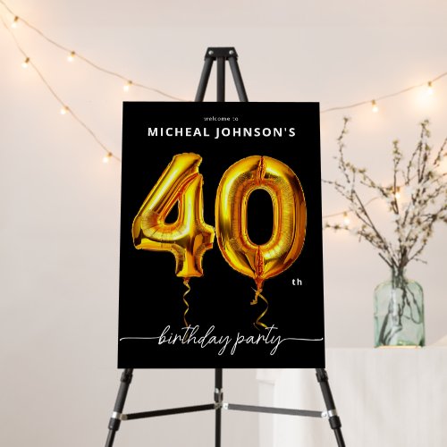 Gold Balloon Black 40th Birthday Party Foam Board