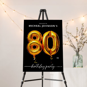 Gold Balloon Black 80th Birthday Party Foam Board