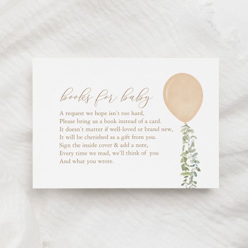 Gold Balloon Eucalyptus Books for Baby Request Enc Enclosure Card