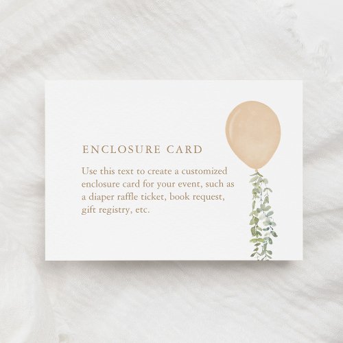 Gold Balloon Eucalyptus Gender Neutral Baby Shower Enclosure Card