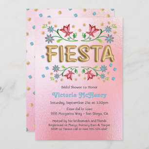 Gold Balloon Fiesta Bridal Shower Invitations