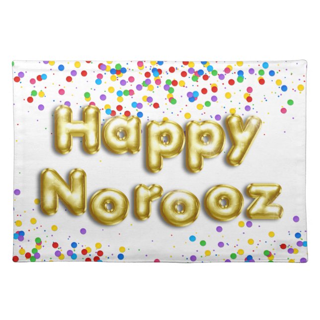 Gold Balloon Happy Norooz Persian New Year Cloth Placemat (Front)