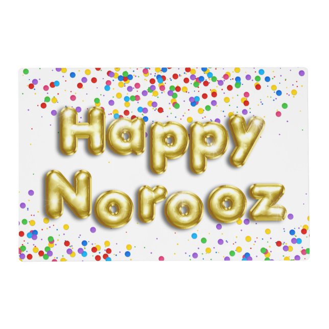 Gold Balloon Happy Norooz Persian New Year Placemat (Front)