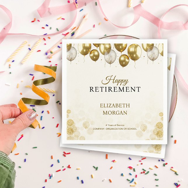 Gold Balloon Happy Retirement Napkins (Gold Balloon Happy Retirement Napkins)