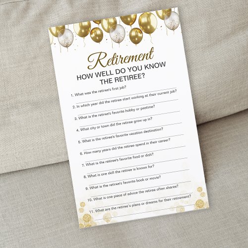 Gold Balloon Happy Retirement Party Game