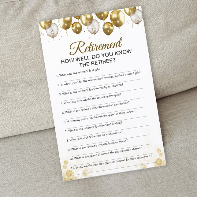 Gold Balloon Happy Retirement Party Game (Gold Balloon Happy Retirement Party Game)