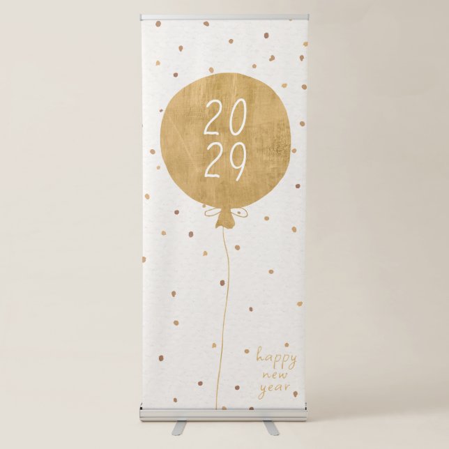 Gold Balloon New Year Banner Vertical (Front)
