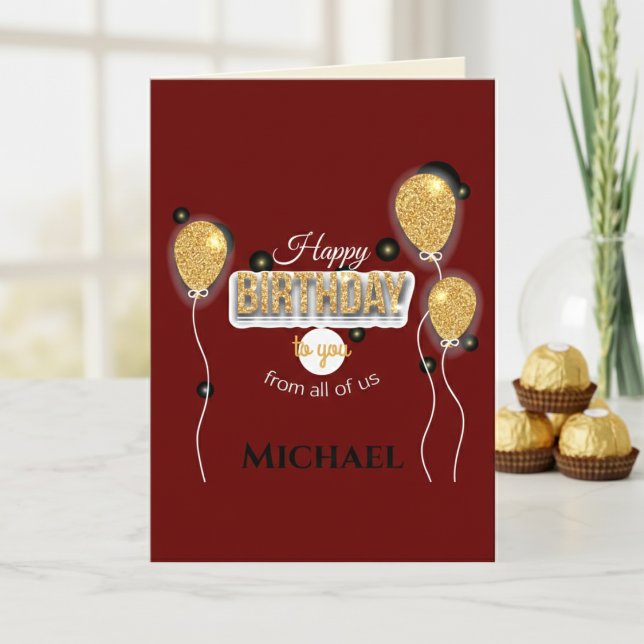 Gold Balloon Team Birthday Card (Making team birthdays look good.)