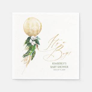 Gold Balloon Tropical Greenery Garland Baby Shower Napkins