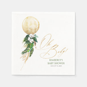 Gold Balloon Tropical Greenery Garland Baby Shower Napkins