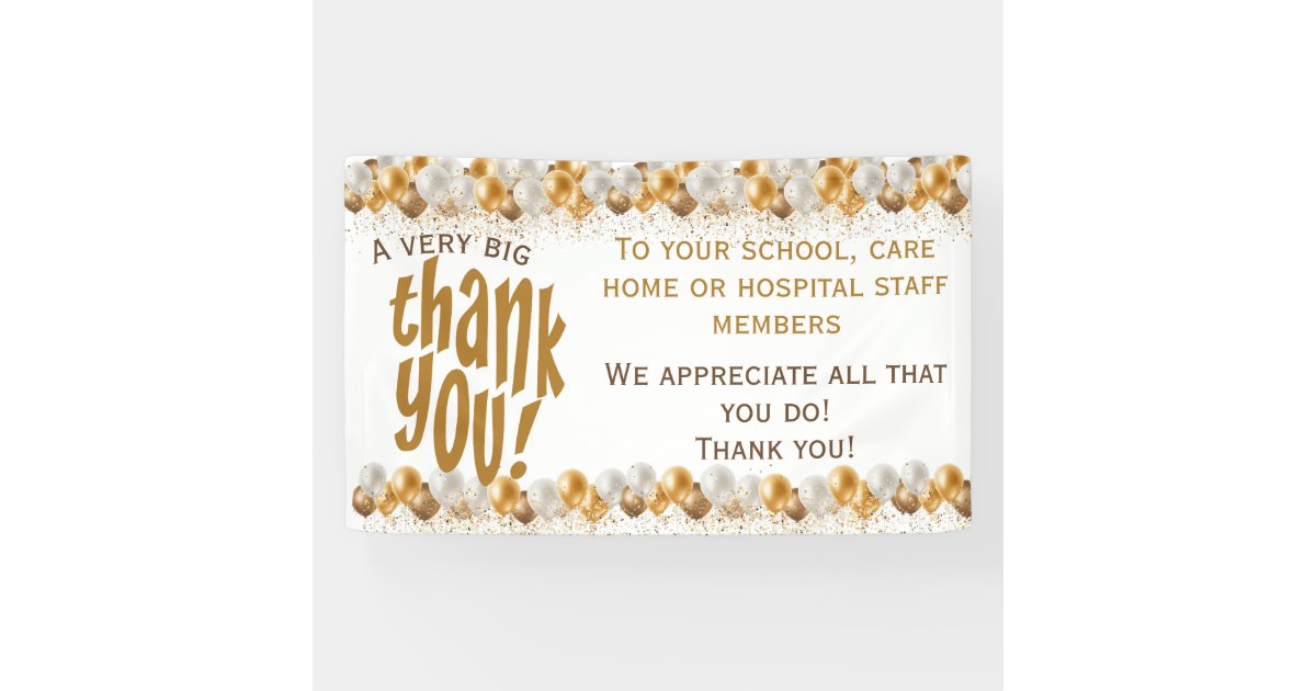 Gold Balloon Very Big Thank You Appreciation Banner | Zazzle