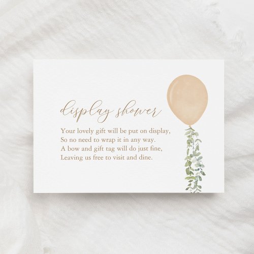 Gold Balloon Watercolor Eucalyptus Display Shower  Enclosure Card