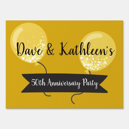 Gold Balloons50th Anniversary Party Lawn Sign