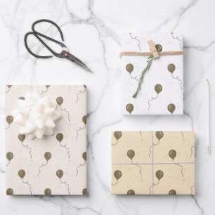 Gold Balloons and Sparkly Sky Wedding Wrapping Paper Sheets