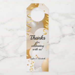 Gold Balloons Bottle Hanger Tag