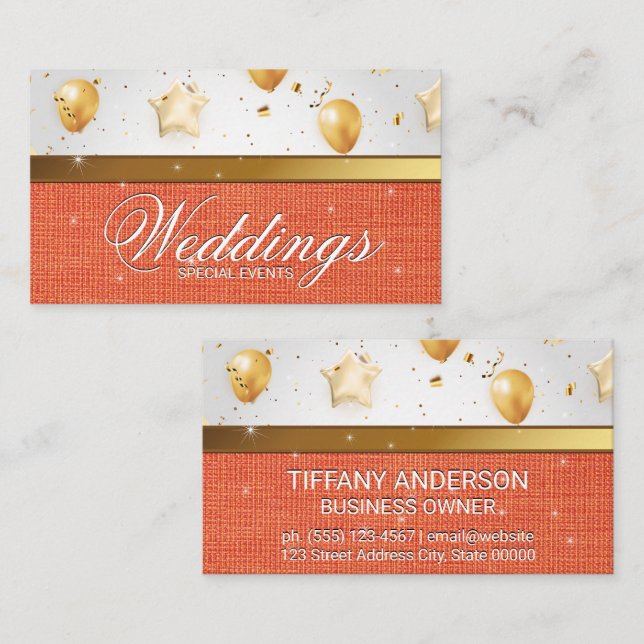 Gold Balloons | Celebrations | Events Business Card (Front/Back)