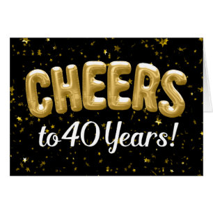 Gold Balloons Cheers to 40 Years 40th Birthday Cards