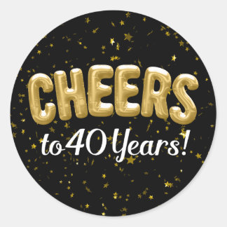 Gold Balloons Cheers to 40 Years 40th Birthday Classic Round Sticker