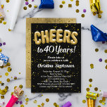 Gold Balloons Cheers to 40 Years 40th Birthday Invitation