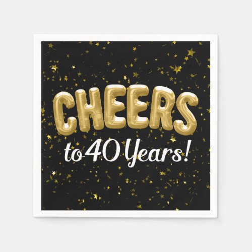 Gold Balloons Cheers to 40 Years 40th Birthday Napkins