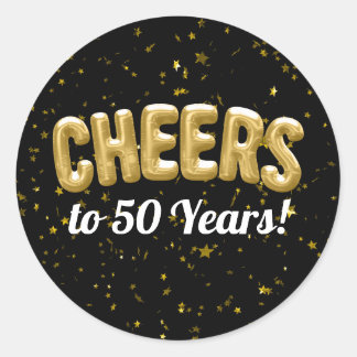 Gold Balloons Cheers to 50 Years 50th Birthday Classic Round Sticker