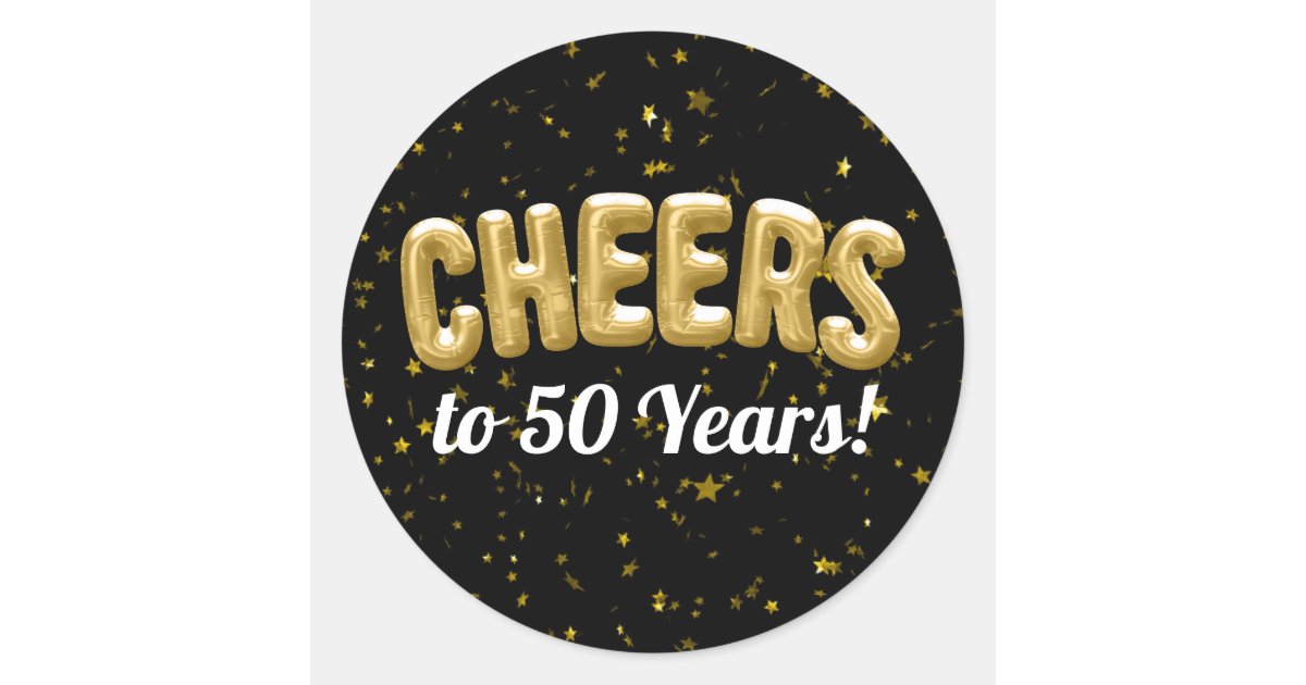 Gold Balloons Cheers to 50 Years 50th Birthday Classic Round Sticker | Zazzle.com