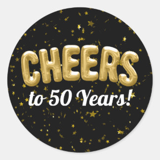 Gold Balloons Cheers to 50 Years 50th Birthday Classic Round Sticker
