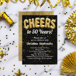 Gold Balloons Cheers to 50 Years 50th Birthday Invitation