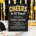 Gold Balloons Cheers to 70 Years 70th Birthday Invitation