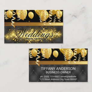 Gold Balloons Confetti Golden Sparkle Business Card
