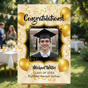 Gold Balloons Confetti Photo Graduation Party Foam Board