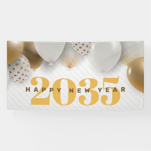 Gold Balloons New Years Party Banner