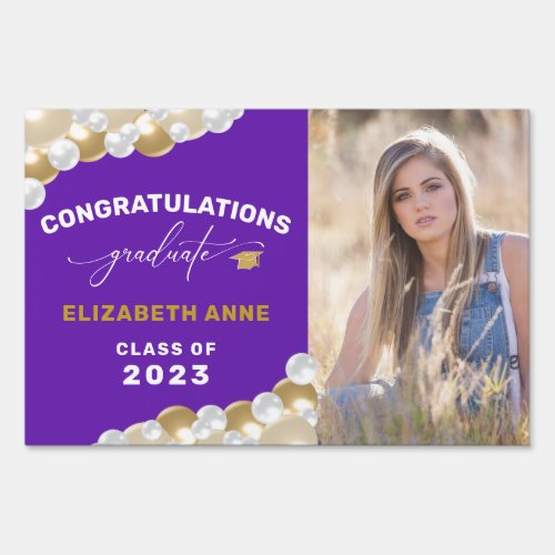 Gold Balloons Photo Congratulations Graduate Sign