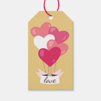 Gold Balloons Valentine's Tall Gift Tags