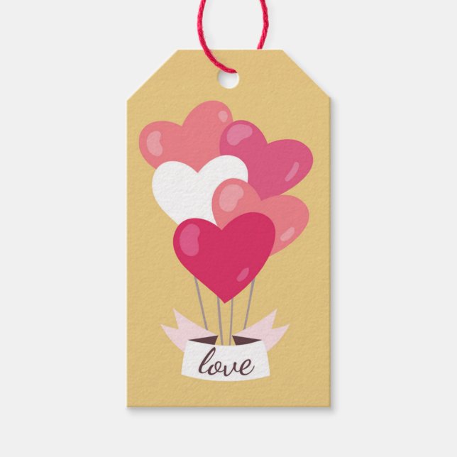 Gold Balloons Valentine's Tall Gift Tags (Front)