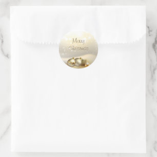 Gold Balls, Bells and Stars Classic Round Sticker