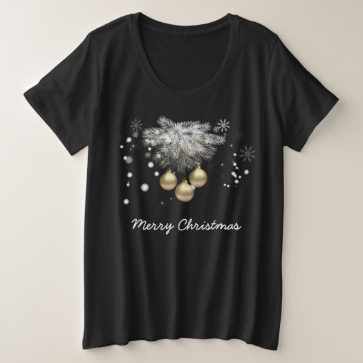 Gold Balls Silver Pine Snowflakes White Christmas