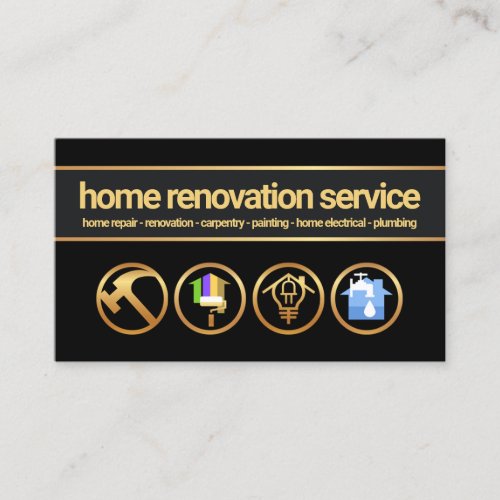 Gold Banner Creative Handyman Construction Tools Business Card