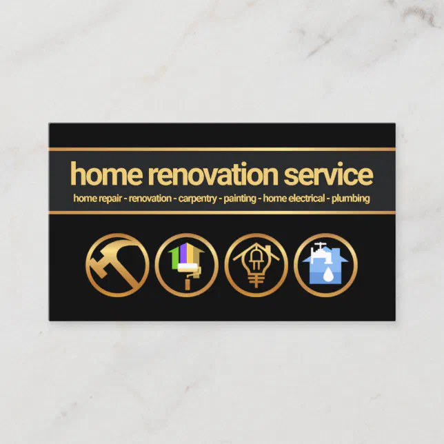 Gold Banner Creative Handyman Construction Tools Business Card Zazzle