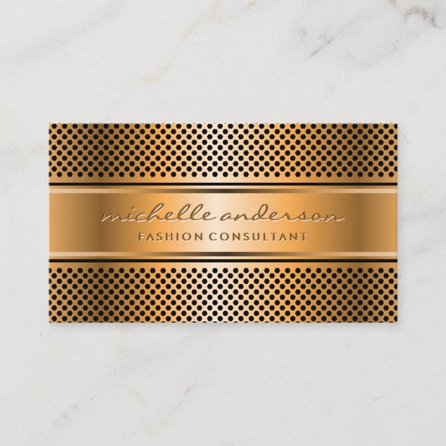 Gold Banner | Metallic Gold Perforated Mesh Business Card (Front)