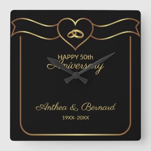 Gold Banner Square Wall Clock