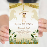 Gold Baptism First Birthday Mexican Floral