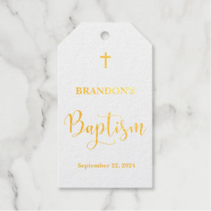 Gold Baptism Scalloped Foil Gift Tags