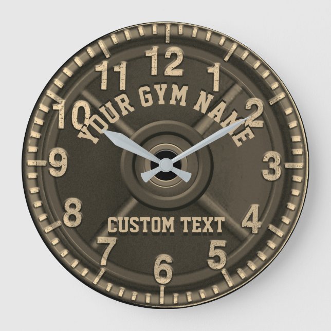 Gold Bar Bell Custom Gym Clock (Front)