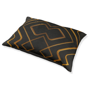 Gold Bar Black Luxury Monochrome Cat Dog Cushion