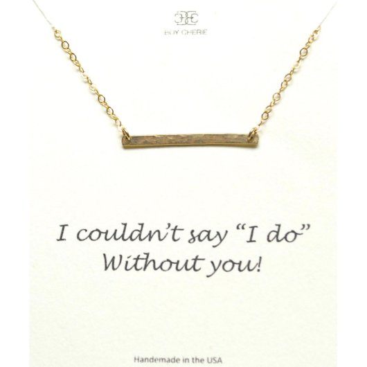 Gold Bar Bridesmaid Necklace (Front)