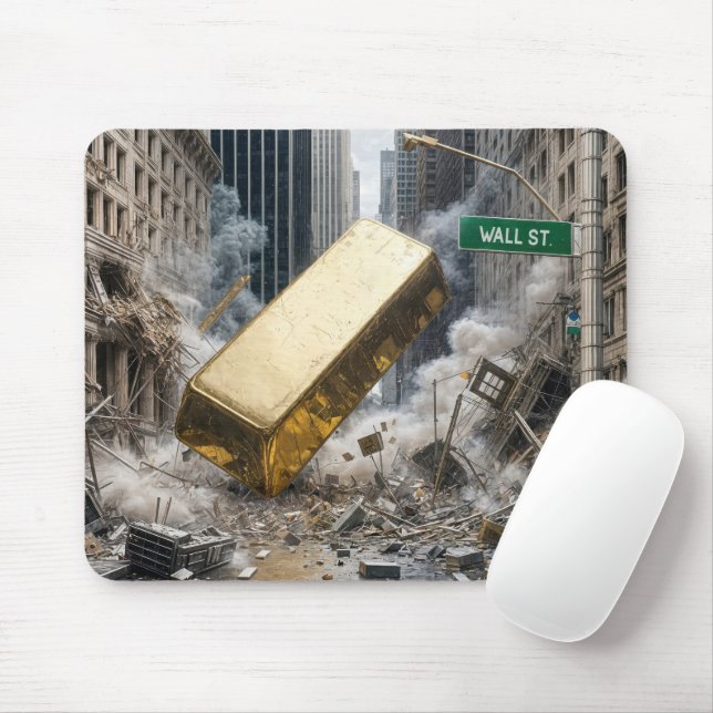 Gold Bar Crashing Wall Street Mouse Pad (With Mouse)