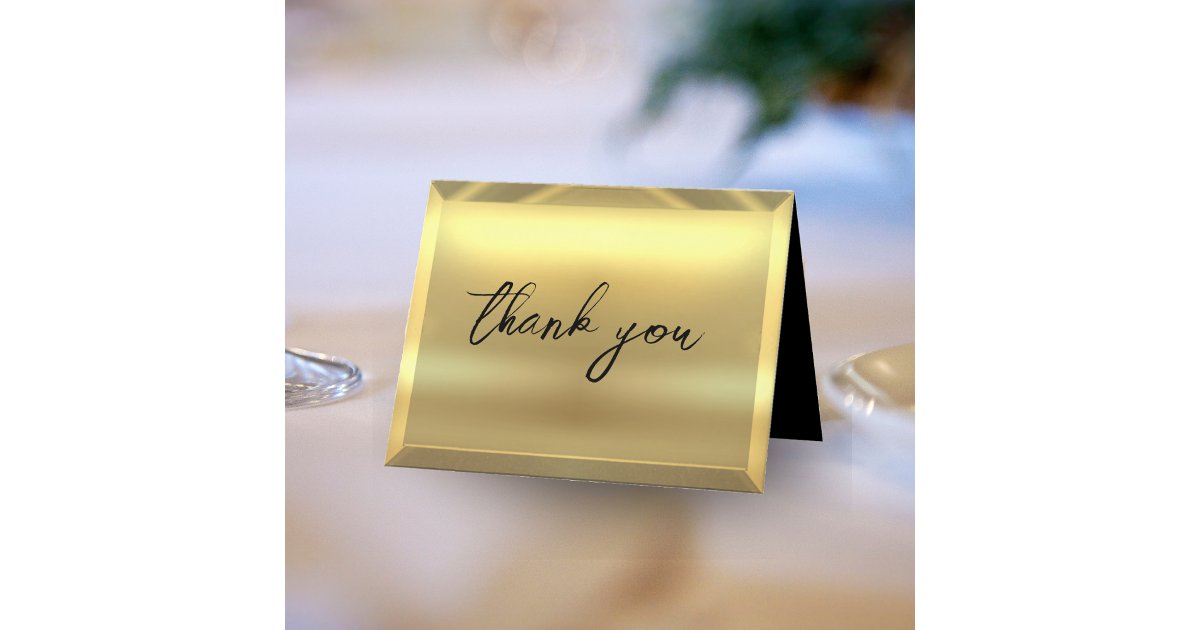 Gold Bar Elegant Wedding Thank You Card | Zazzle